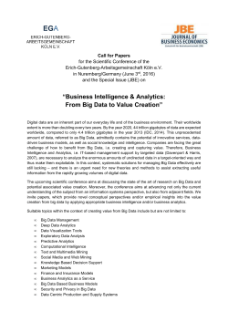 “Business Intelligence & Analytics: From Big Data to Value Creation”