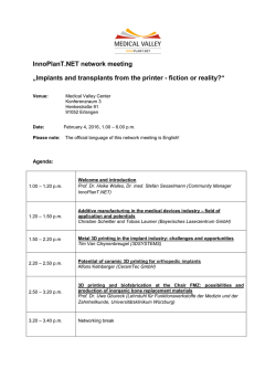 InnoPlanT.NET network meeting &bdquo;Implants and transplants from the