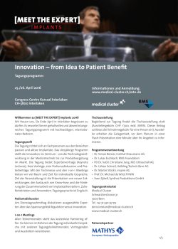 Innovation &ndash; from Idea to Patient Benefit