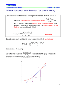 Differenzierbarkeit einer Funktion f an einer Stelle x0