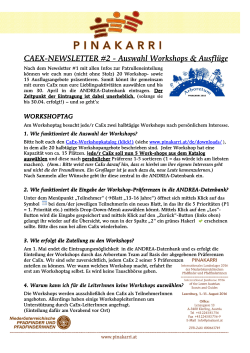 CaEx_Newsletter#2 - Auswahl Workshops und Ausflüge