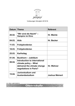 Datum Thema Referent 26.02. "Wir sind die Nacht" – Vampire im