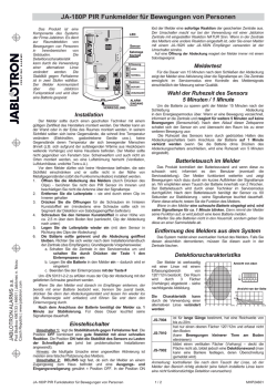 JA-180P PIR Funkmelder für Bewegungen von Personen