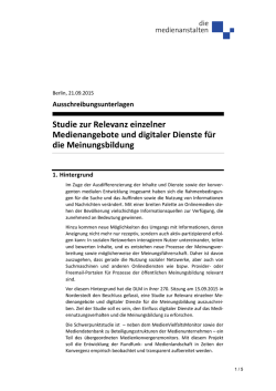 Studie zur Relevanz einzelner Medienangebote