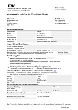 Abrechnung f&uuml;r im Auftrag der ETH geleistete Dienste