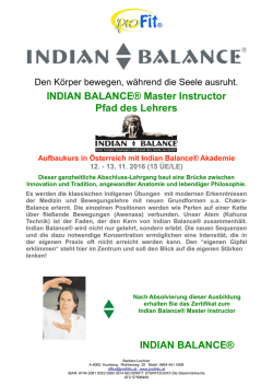 INDIAN BALANCE&reg; Master Instructor Pfad des Lehrers