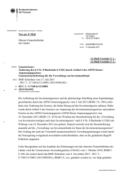 Änderung des § 4 Nr. 8 Buchstabe h UStG durch Artikel 4 des AIFM