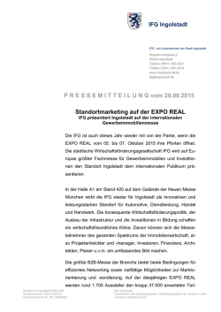 IFG Ingolstadt PRESSEMITTEILUNG vom &hellip; Standortmarketing auf