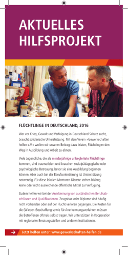 Hilfsprojekt des Vereins "Gewerkschaften helfen" f&uuml;r Fl&uuml;chtlinge