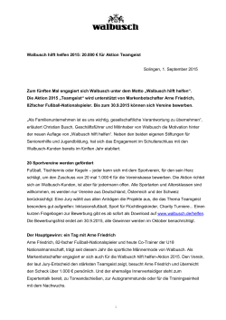 Walbusch hilft helfen 2015: 20.000 € für Aktion Teamgeist Solingen