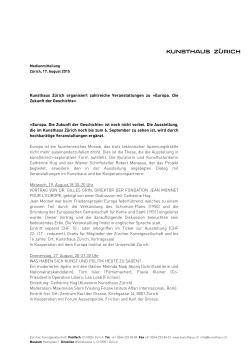 Kunsthaus Zürich organisiert zahlreiche Veranstaltungen zu