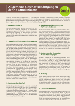 Allgemeine Gesch&auml;ftsbedingungen denn`s Kundenkarte