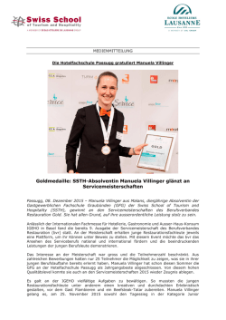 Goldmedaille: SSTH-Absolventin Manuela Villinger gl&auml;nzt an