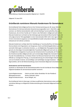 Gr&uuml;nliberale nominieren Manuela Handermann f&uuml;r