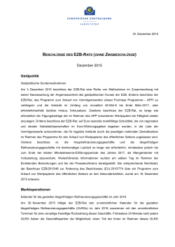 Beschlüsse des EZB-Rats (ohne Zinsbeschlüsse)