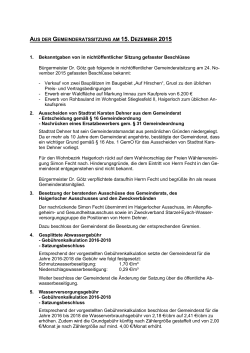 finden Sie den Kurzbericht der Gemeinderatsitzung