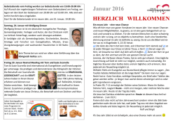 HERZLICH WILLKOMMEN Januar 2016