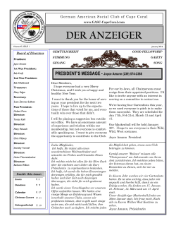 January 2016 Anzeiger - German American Social Club of Cape