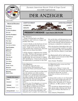 January 2016 Anzeiger - German American Social Club of Cape