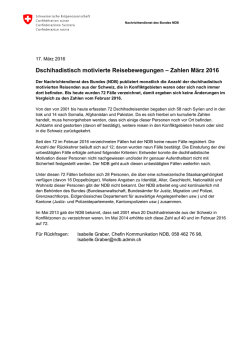 Dschihadistisch motivierte Reisebewegungen &ndash; Zahlen M&auml;rz 2016