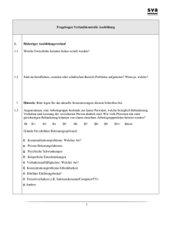 1 Fragebogen Verlaufskontrolle Ausbildung 1. 1.1 1.2 ! 1.3