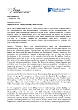 Die Pressemitteilung zum Bildungsmonitor 2015