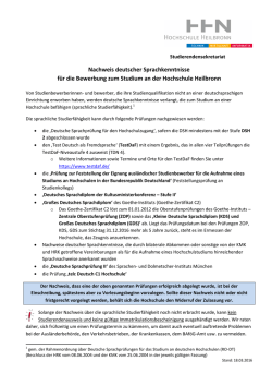 Informationsblatt &uuml;ber den Nachweis deutscher Sprachkenntnisse.
