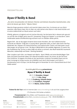 Ryan O`Reilly & Band - Konzertbüro Schoneberg