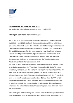 Jahresbericht Juli 2014 bis Juni 2015