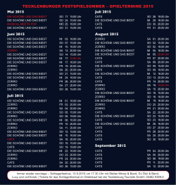 TECKLENBURGER FESTSPIELSOMMER – SPIELTERMINE 2015