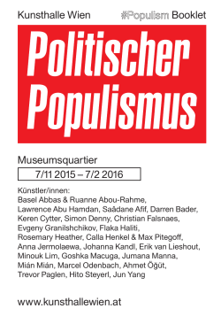 Kunsthalle Wien Booklet 7/11 2015 – 7/2 2016 Museumsquartier
