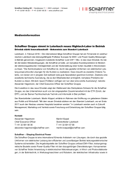 Schaffner Gruppe nimmt in Luterbach neues Hightech