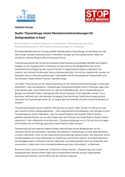 Pressemitteilung – Studie: ThyssenKrupp nimmt