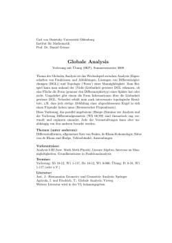Globale Analysis - Carl von Ossietzky Universit&auml;t Oldenburg