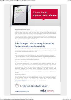Regus Management GmbH -- Sales Manager