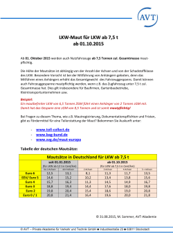 LKW-Maut für LKW ab 7,5 t ab 01.10.2015