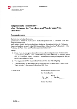 Eidgen&ouml;ssische Volksinitiative &laquo;Zur F&ouml;rderung der Veb-, Fuss