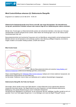 Mind Control-Einfluss erkennen (2): Elektronische Übergriffe