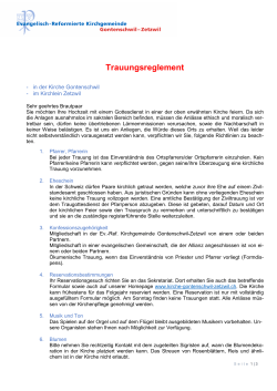 Trauungsreglement 2015 - Ref. Kirchgemeinde Gontenschwil