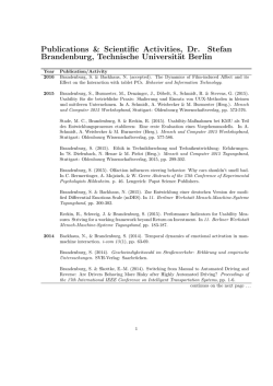 Publications & Scientific Activities, Dr. Stefan