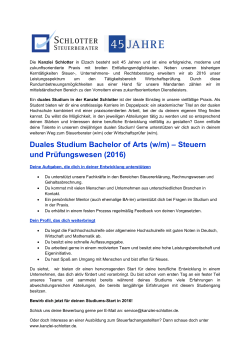 Duales Studium Bachelor of Arts (w/m) &ndash; Steuern