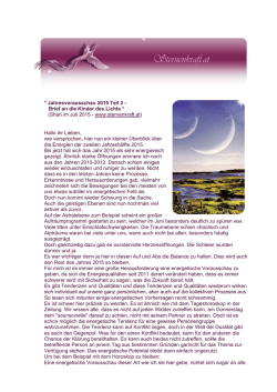 Jahresvorausschau 2015 Teil 2 - Brief an die Kinder