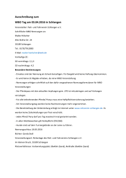 Ausschreibung zum WBO Tag am 03.04.2016 in Schlangen