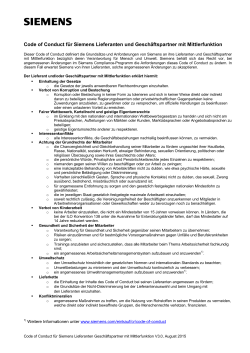 Code of Conduct für Siemens Lieferanten und Geschäftspartner mit