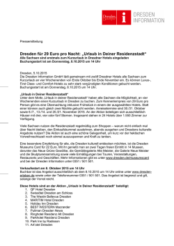 Dresden f&uuml;r 29 Euro pro Nacht: &bdquo;Urlaub in Deiner Residenzstadt&ldquo;