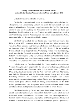Predigt von Metropolit Arsenios von Austria anlässlich der Großen