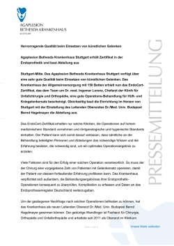 Hervorragende Qualit&auml;t beim Einsetzen von k&uuml;nstlichen Gelenken