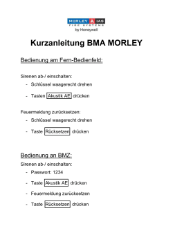 Kurzanleitung BMA MORLEY