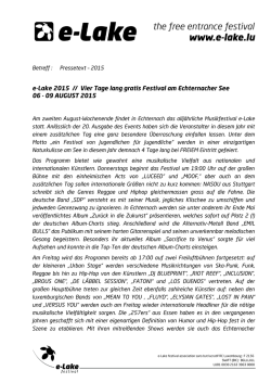 e-Lake 2015 // Vier Tage lang gratis Festival am Echternacher See