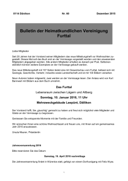 Bulletin Nr. 60 - Heimatkundliche Vereinigung Furttal